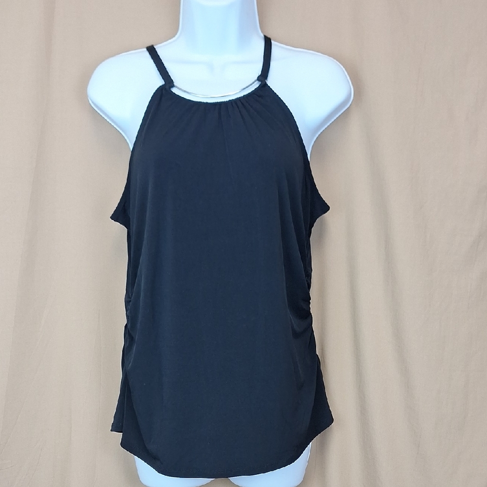 International Concepts (I*N*C) Black Tee Size L, Silver Neck Hardware